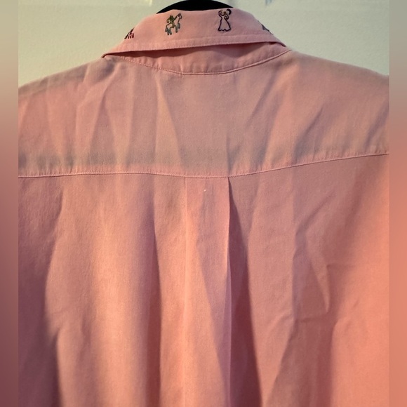Chico's 100% Silk Pink Embroidered Chic Collared Button-Up Shirt Pearl Buttons - Picture 13 of 15